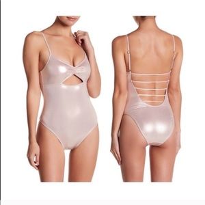Pink Holographic one piece swimsuit size S-M
